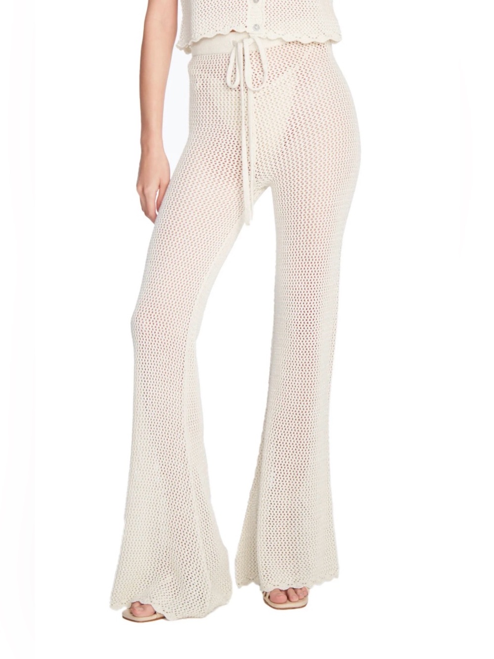 NWT - Capittana Raffa Ivory Knit Scalloped Swim Cover-Up Pants - Picture 4 of 7
